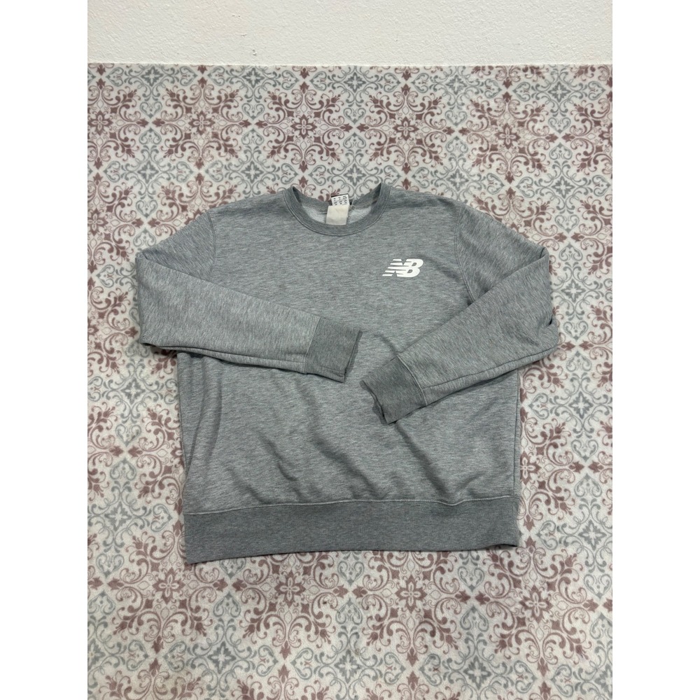 New Balance Mens XL Gray Crewneck Sweatshirt Long Sleeve Logo Pullover Fleece